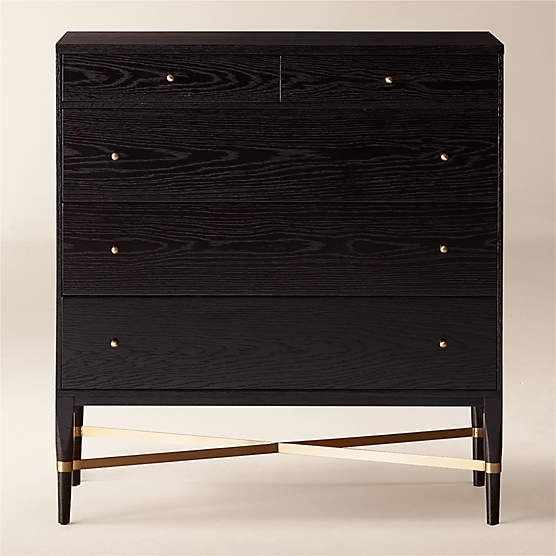 Connoisseur 34" Black Oak Wood 5-Drawer Dresser by Paul McCobb