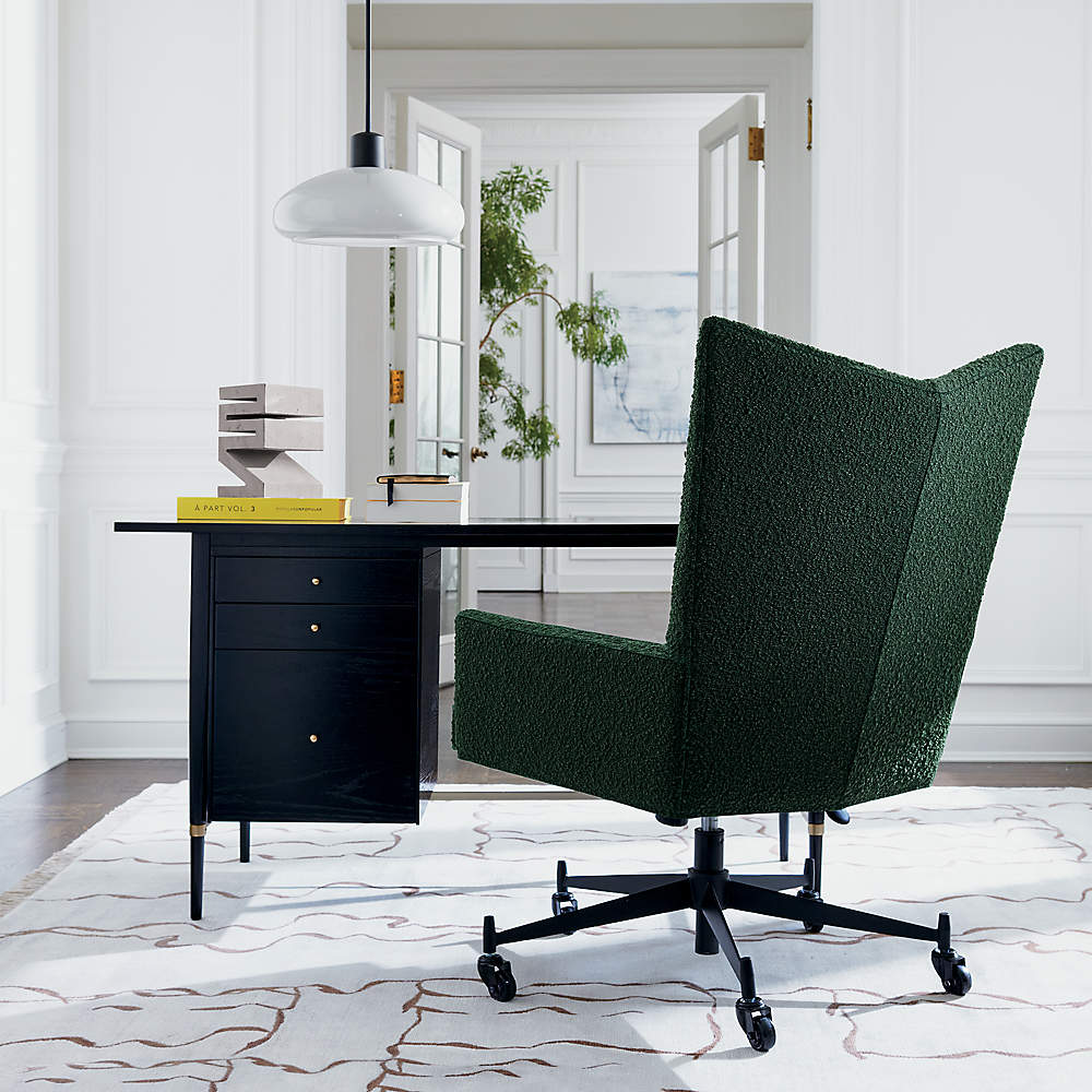 Bowtie Green Boucle Office Chair Model 3002 by Paul McCobb +