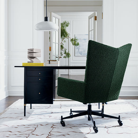 Bowtie Green Boucle Office Chair Model 3002 by Paul McCobb