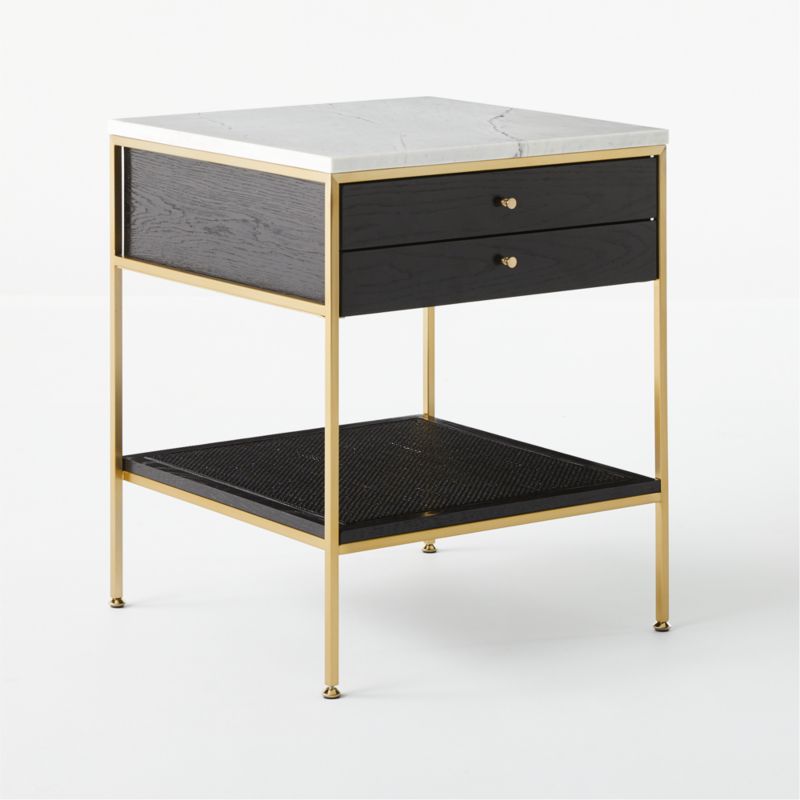 Connoisseur 2-Drawer Black Oak Wood Nightstand with Marble Top Model 8714 by Paul McCobb - image 4 of 10