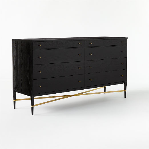 Connoisseur 8-Drawer Black Oak Wood Dresser Model 1006 by Paul McCobb