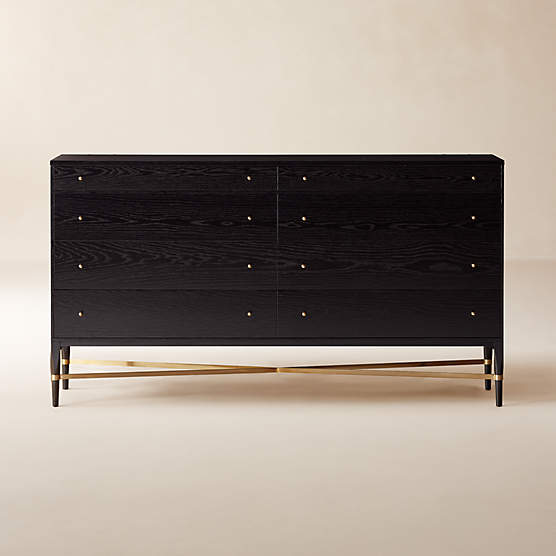 Connoisseur 8-Drawer Black Oak Wood Dresser Model 1006 by Paul McCobb