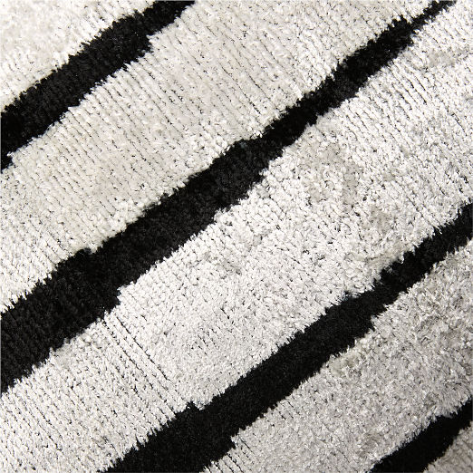 Constant Warm White and Black Turkish Silk Lumbar Pillow with Down-Alternative Insert 48"x12"