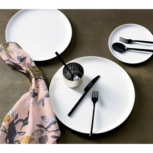 Contact White Ceramic Dinner Plates Set of 8