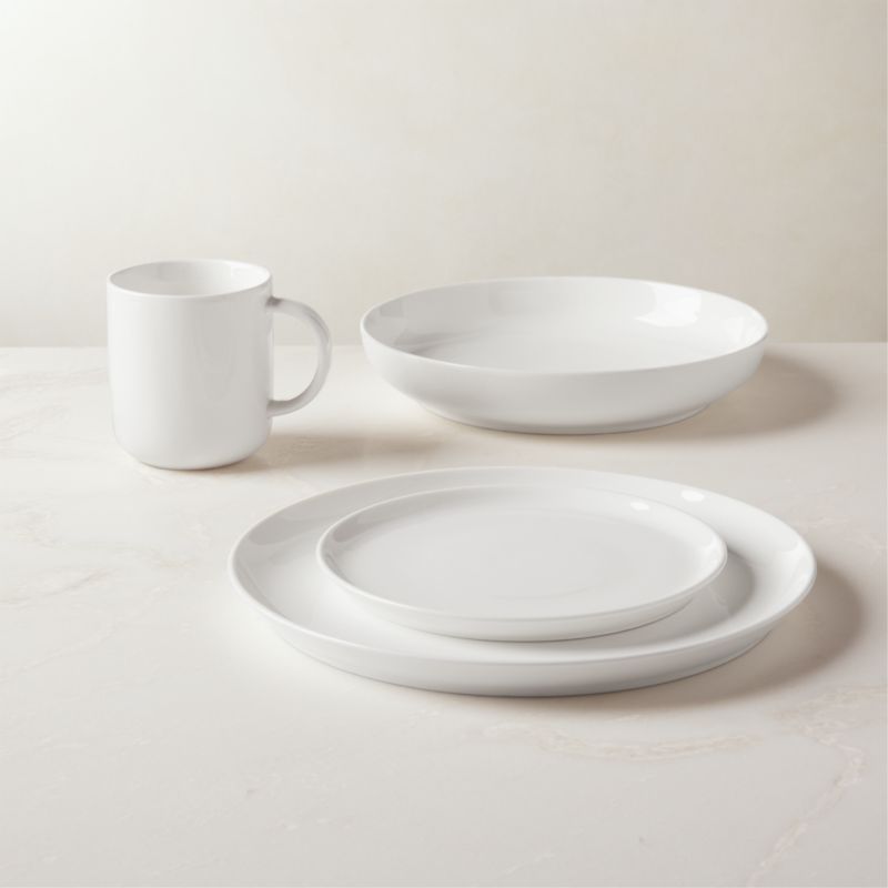 View Contact 4-Piece White Ceramic Dinnerware Set with Pasta Bowl details