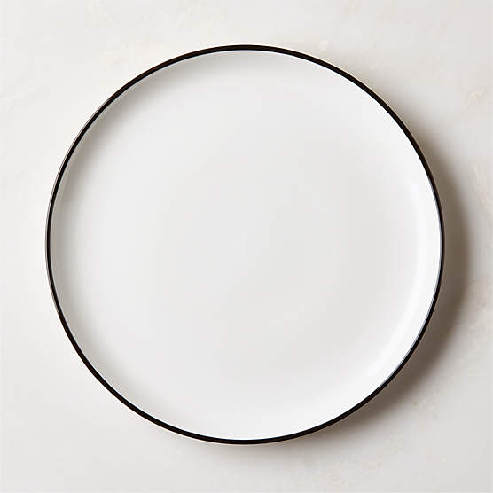 Contact White Ceramic Dinner Plate Black Rim