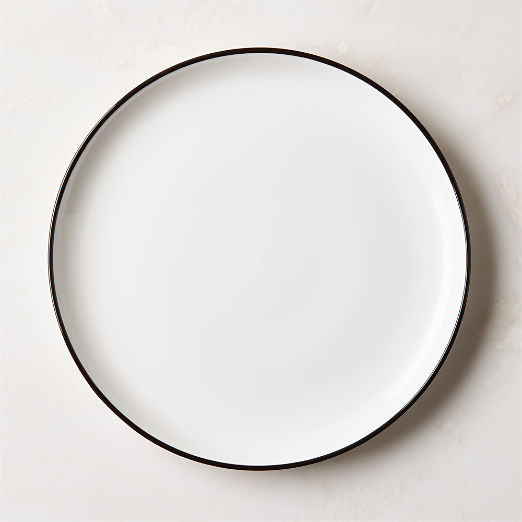 Contact White Ceramic Dinner Plate Black Rim