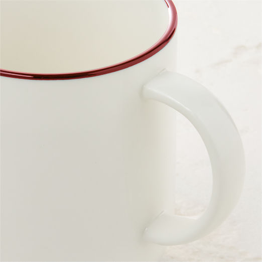Contact White Ceramic Mugs Black Rim Set of 8