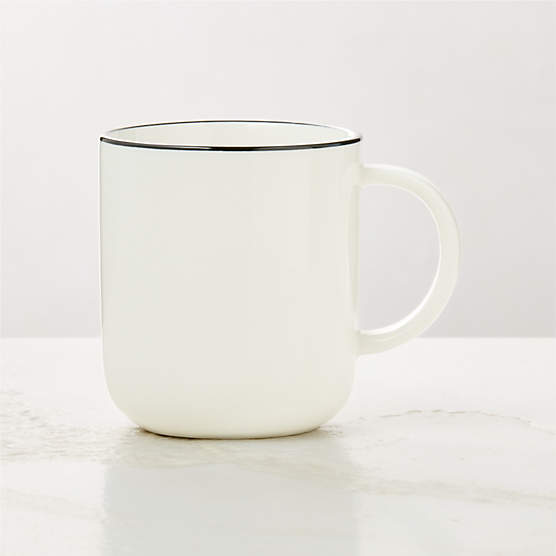 Contact White Ceramic Mug Black Rim