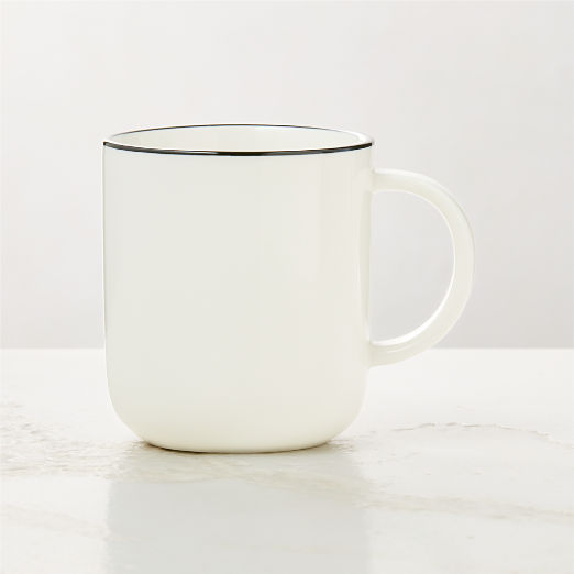 Contact White Ceramic Mug Black Rim