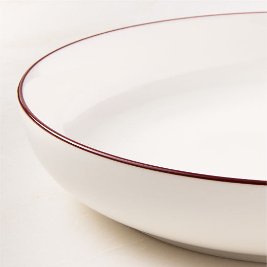 Contact Red Rim Ceramic Pasta Bowls Set of 8