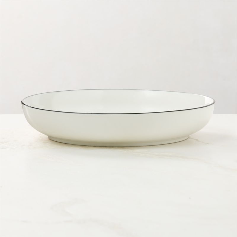 View Contact White Ceramic Pasta Bowl Black Rim details