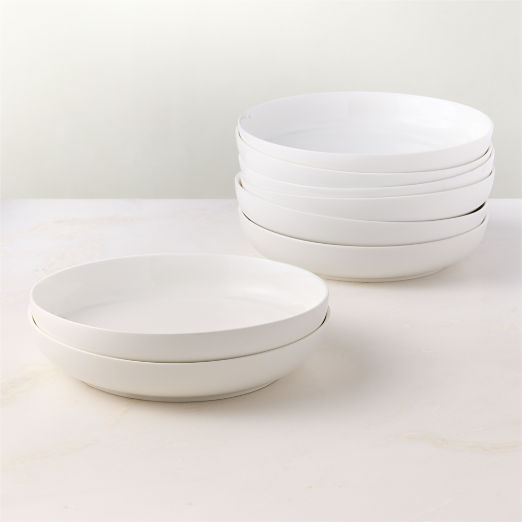 Contact White Ceramic Pasta Bowls Set of 8