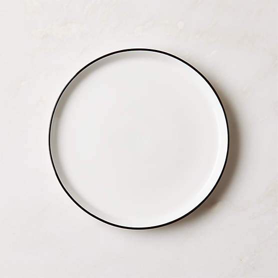 Contact White Ceramic Salad Plate Black Rim