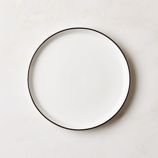 Contact White Ceramic Salad Plate Black Rim