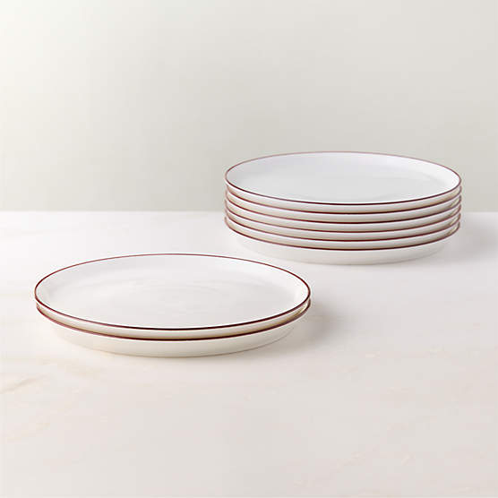 Contact Red Rim Ceramic Salad Plates Set of 8