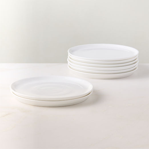 Contact White Ceramic Salad Plates Set of 8