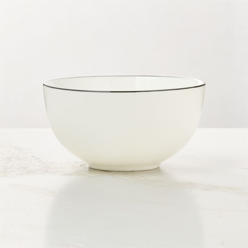 View Contact White Ceramic Soup Bowl Black Rim details
