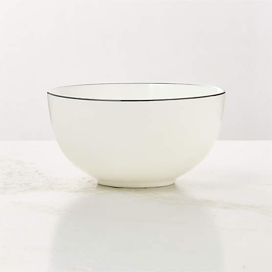 Contact White Ceramic Soup Bowl Black Rim