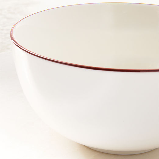 Contact Red Rim Ceramic Soup Bowls Set of 8