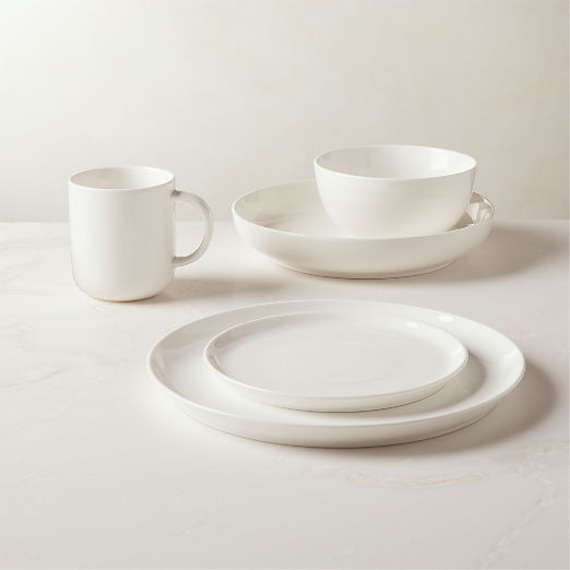 Contact 4-Piece White Dinnerware Set with Soup Bowl