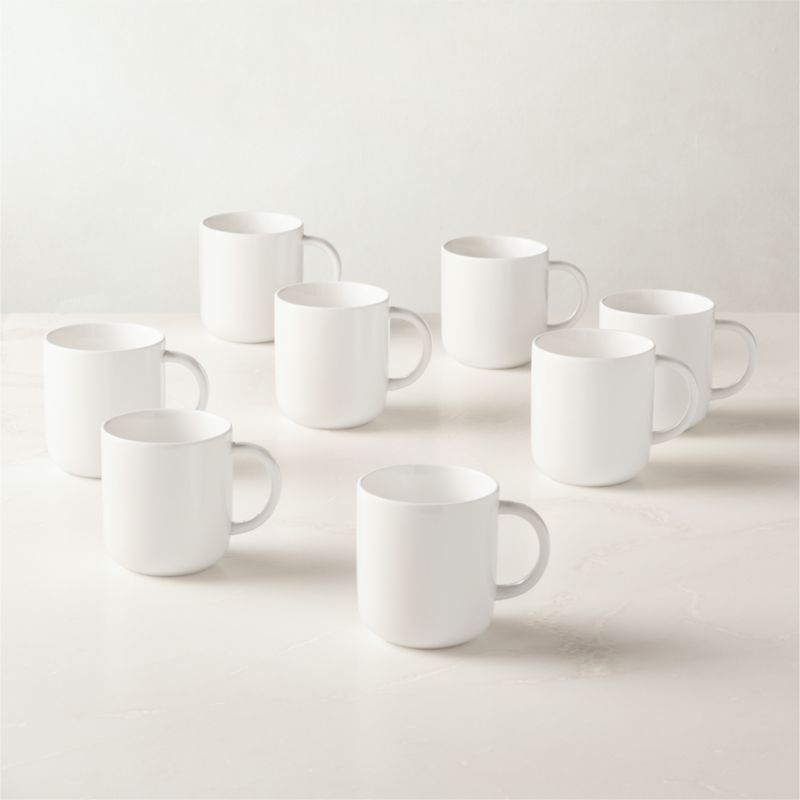 View Contact White Ceramic Mugs Set of 8 details