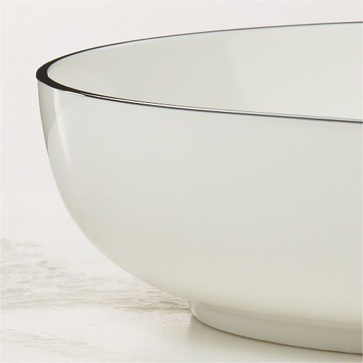 Contact White Ceramic Serving Bowl Black Rim Large