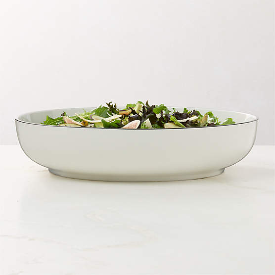 Contact White Ceramic Serving Bowl Black Rim Large