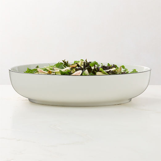Contact White Ceramic Serving Bowl Black Rim Large