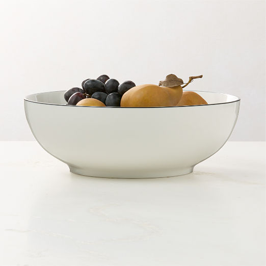 Contact White Ceramic Serving Bowl Black Rim Small
