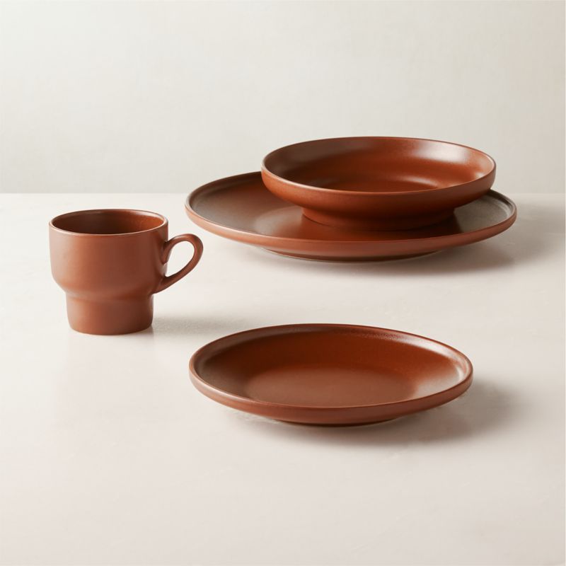 View Contempri 4-Piece Cognac Brown Dinnerware Set details