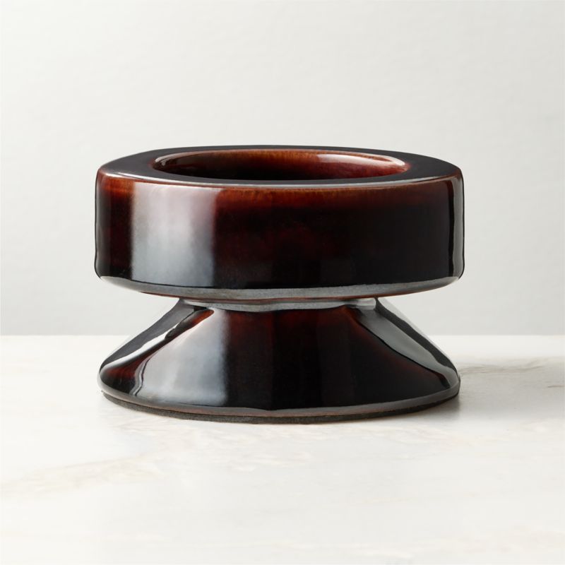 Conti Mocha Brown Ceramic Pillar Holder Short - image 2 of 5