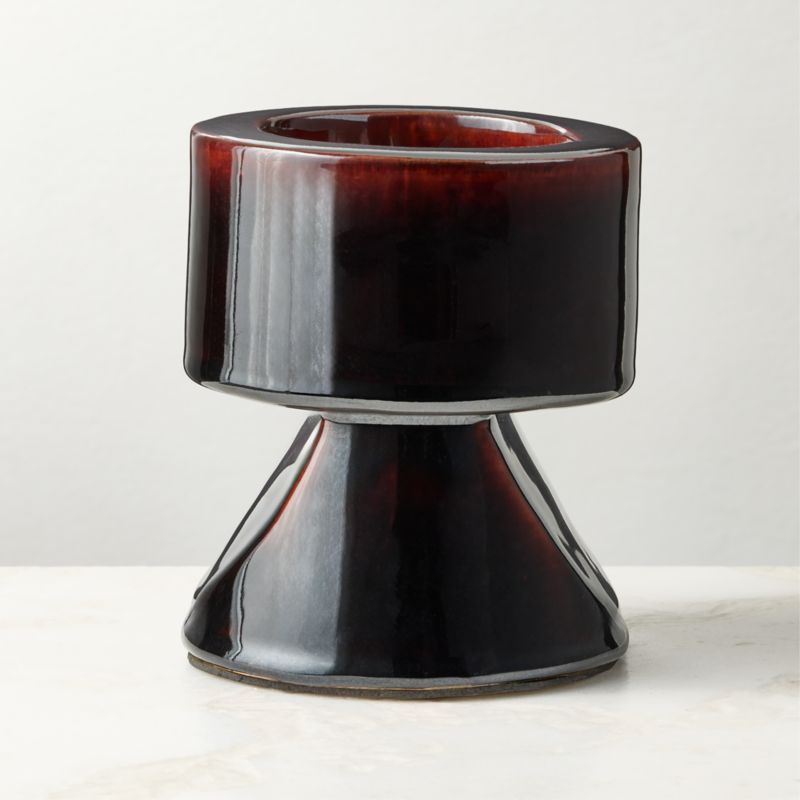 Conti Mocha Brown Ceramic Pillar Holder Tall - image 2 of 4