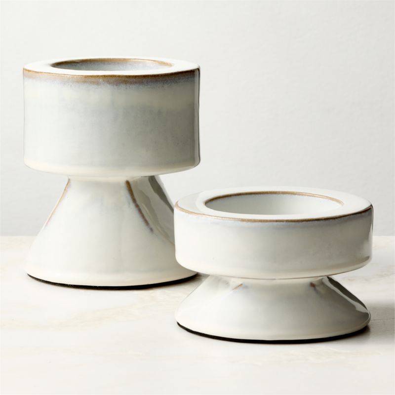 Conti White Ceramic Pillar Holders Set of 2 - image 1 of 5
