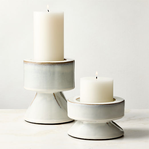 Conti White Ceramic Pillar Holders