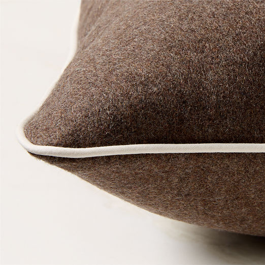 Contra Chestnut Brown Italian Wool Throw Pillow with Down Alternative Insert 23"x23"