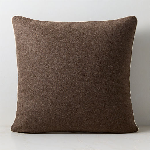 Contra Chestnut Brown Italian Wool Throw Pillow 23"x23"