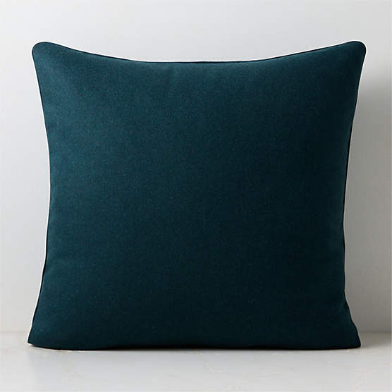 Contra Dark Teal Italian Wool Throw Pillow with Feather Down Insert 23"x23"