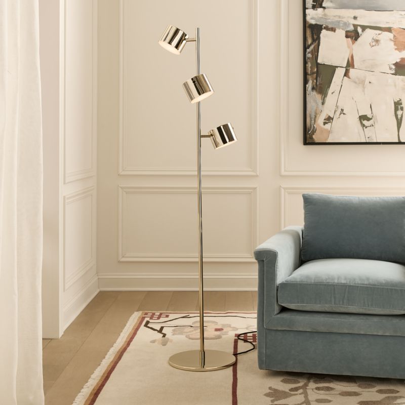Convene Articulating Champagne Brass Metal Trio Floor Lamp - image 2 of 5