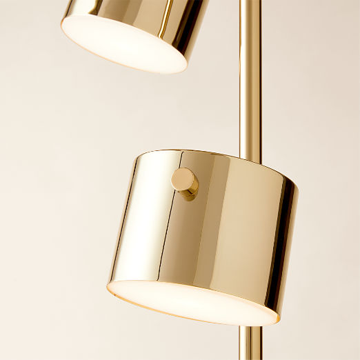 Convene Articulating Champagne Brass Metal Trio Floor Lamp