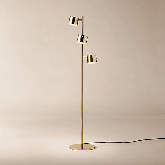 Convene Articulating Champagne Metal Trio Floor Lamp