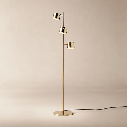 Convene Articulating Champagne Metal Trio Floor Lamp