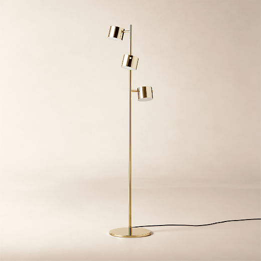 Convene Articulating Champagne Metal Trio Floor Lamp