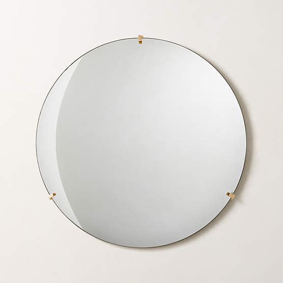 Vidro Convex Brass Round Wall Mirror 32"