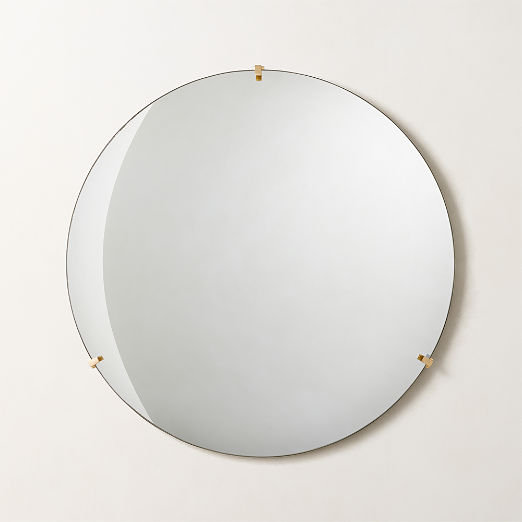 Vidro Convex Brass Round Wall Mirror 32"