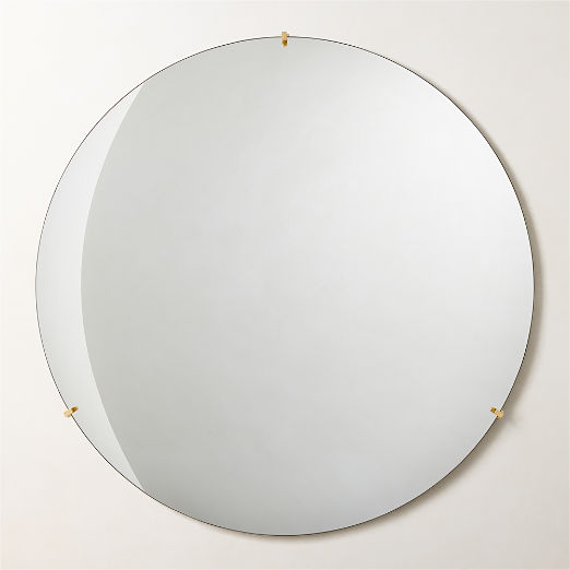 Vidro Convex Brass Round Wall Mirror 48"