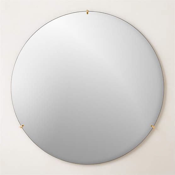 Vidro Convex Brass Round Wall Mirror 48"