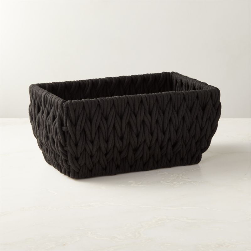 View Conway Rectangular Black Cotton Storage Basket Small details