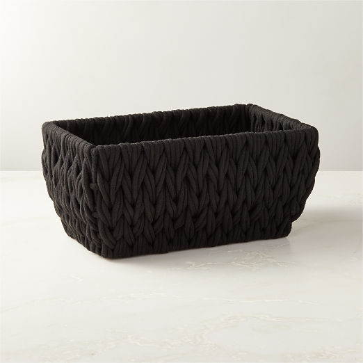 Conway Rectangular Black Cotton Storage Basket Small