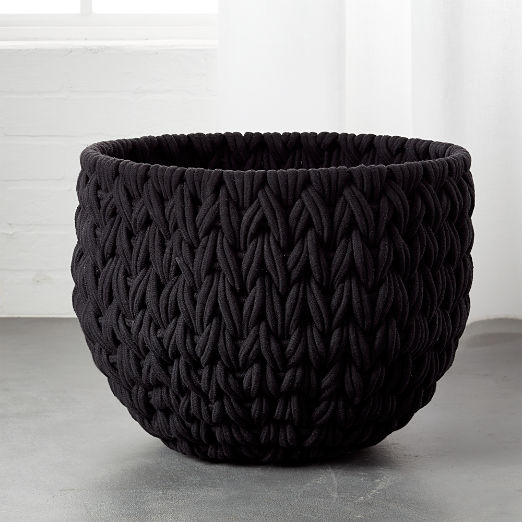 Conway Round Black Cotton Storage Basket Large